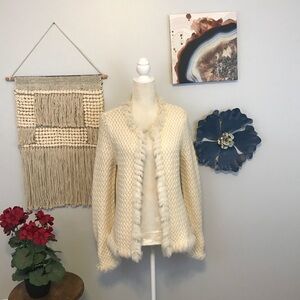 Jones New York Signature Wool Angora trimmed cardigan